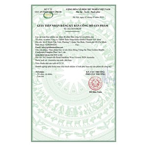 Giấy công bố viên uống đông trùng hạ thảo Golden Health